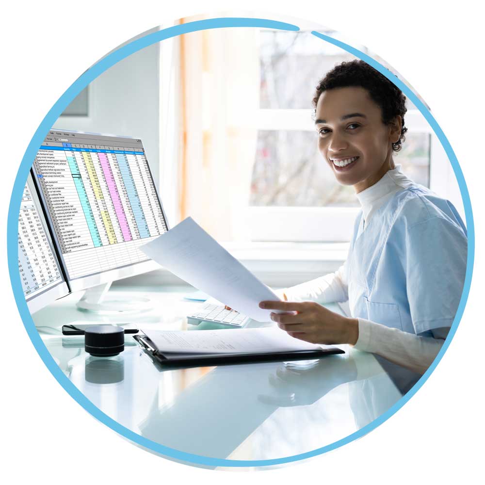 Woman doing medical billing and coding